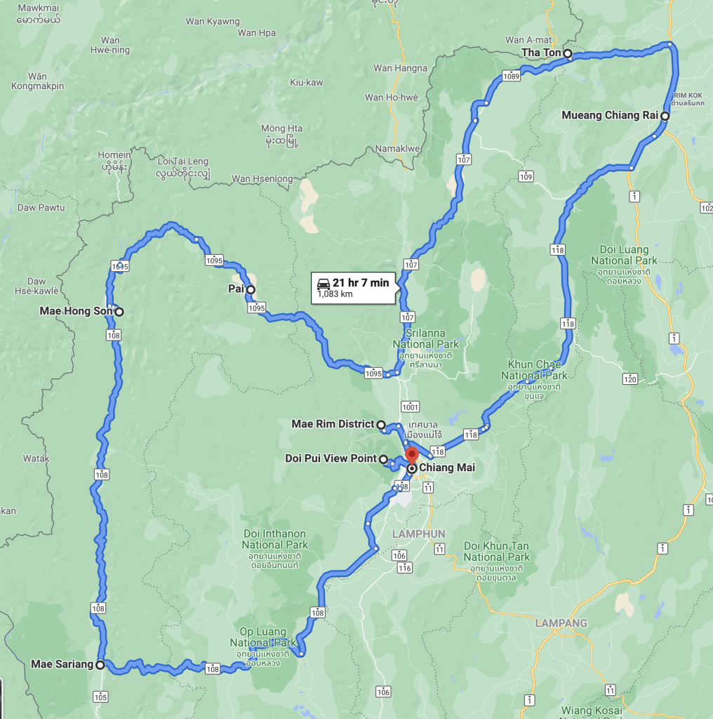 La ruta Mae Hong Soon Loop extendida por Tu Guia en Tailandia.